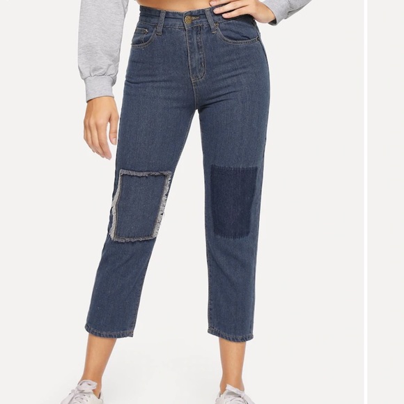 jeans with colorful patches